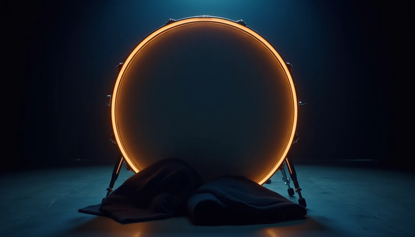 Bassdrum mit Decke vor dem Resonanzfell, Symbolbild für Bassdrum stimmen und von außen dämpfen